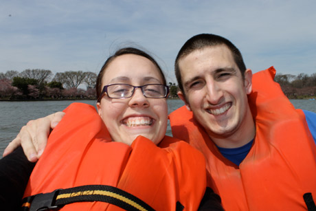 Brenna and Cole in life jackets