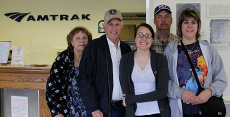 Family at Amtrak station