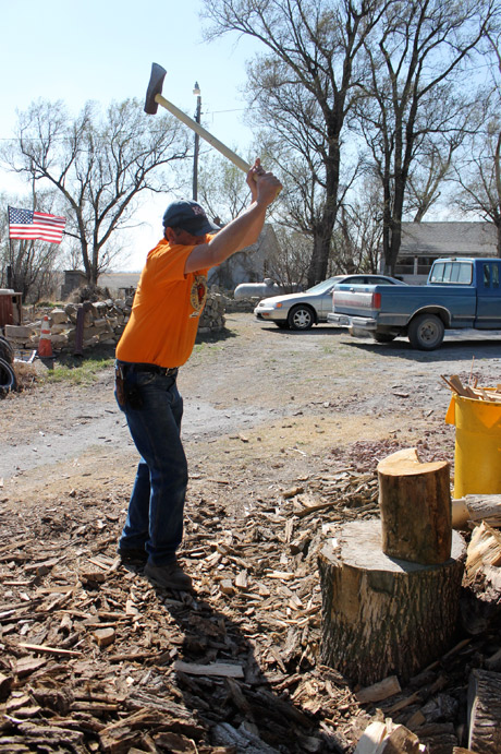 Dad chopping wood