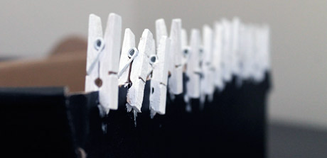 DIY Ribbon Photo Wall Clothespins Painted