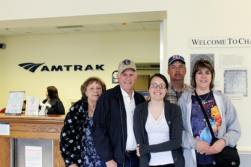 Family at Charlottesville Amtrak station