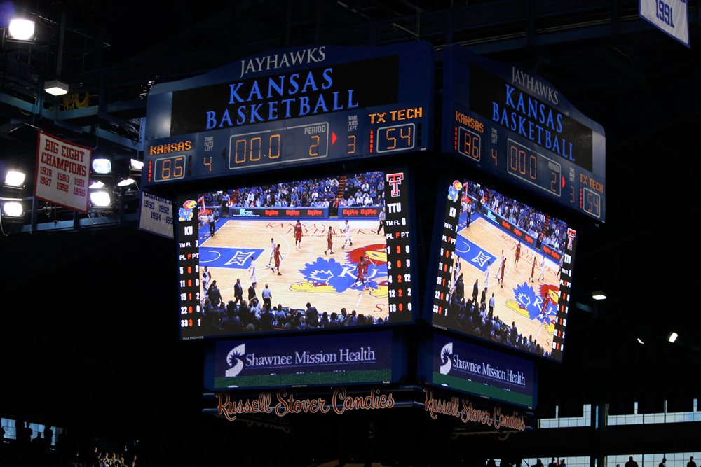 Kansas Jayhawks vs. Texas Tech Raiders on Jan. 12, 2015.