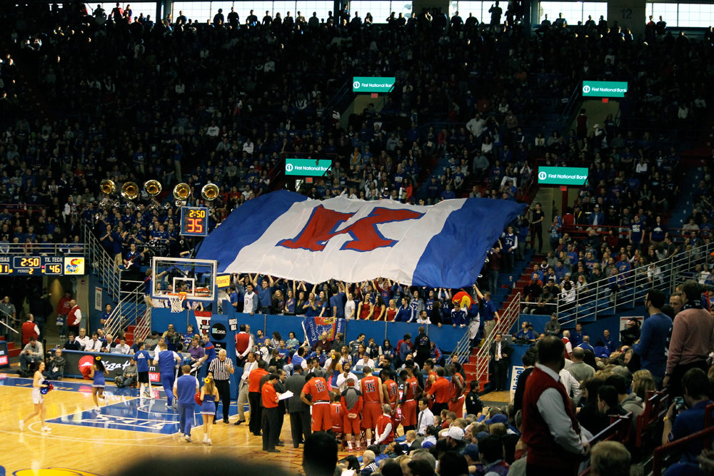 Kansas Jayhawks vs. Texas Tech Raiders on Jan. 12, 2015.