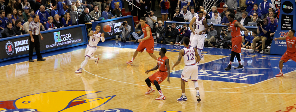 Kansas Jayhawks vs. Texas Tech Raiders on Jan. 12, 2015.