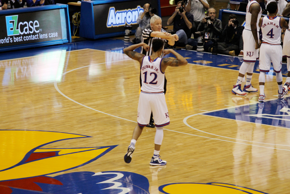 Kansas Jayhawks vs. Texas Tech Raiders on Jan. 12, 2015.