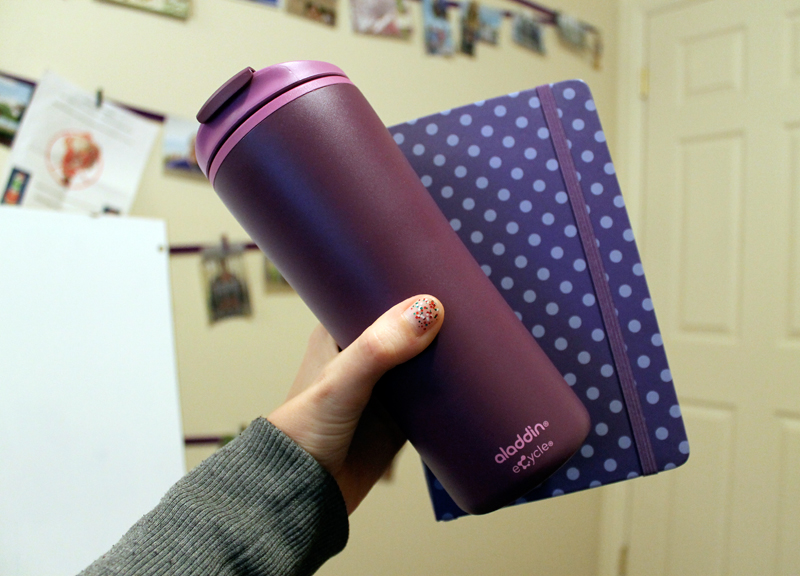 Purple mug and journal