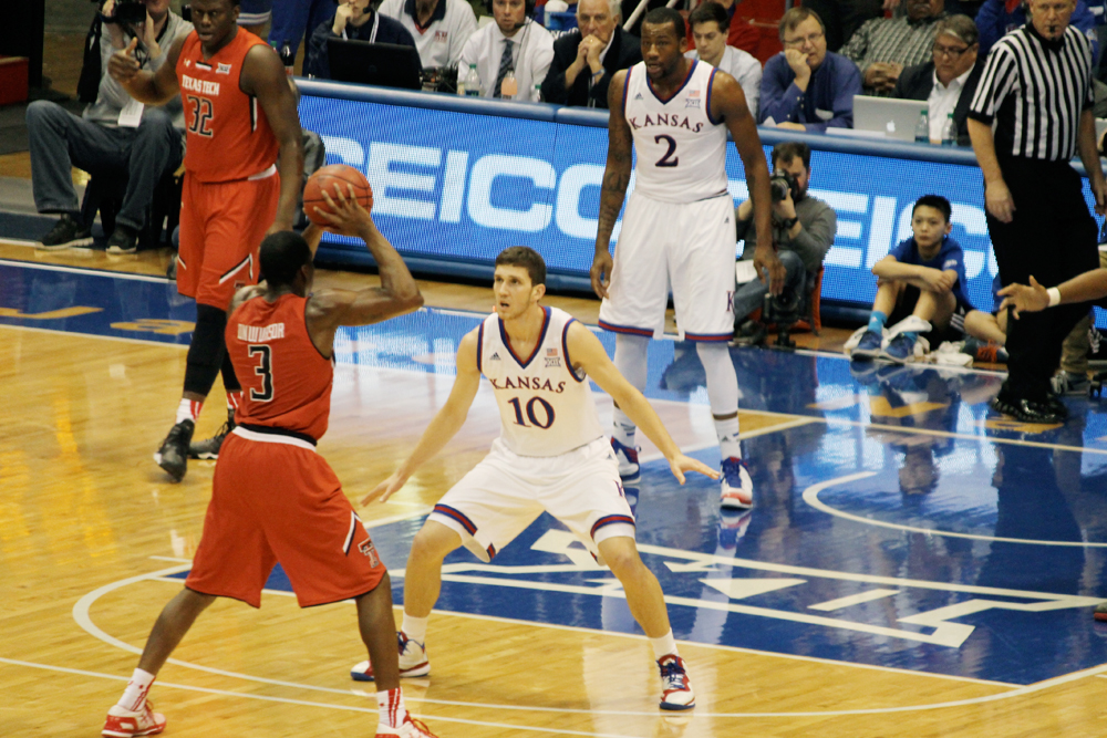 Kansas Jayhawks vs. Texas Tech Raiders on Jan. 12, 2015.