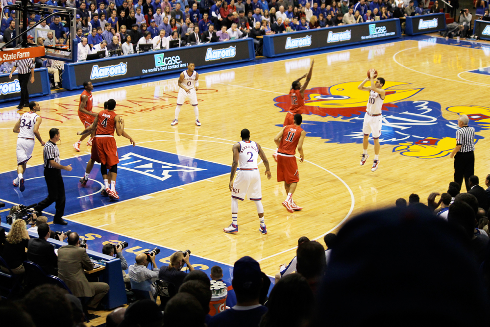 Kansas Jayhawks vs. Texas Tech Raiders on Jan. 12, 2015.